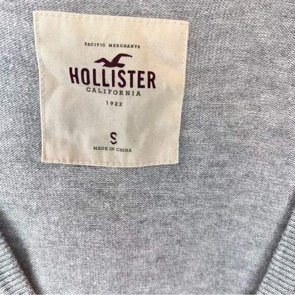 Hollister, gray button front V-neck cardigan EUC - Picture 2 of 3